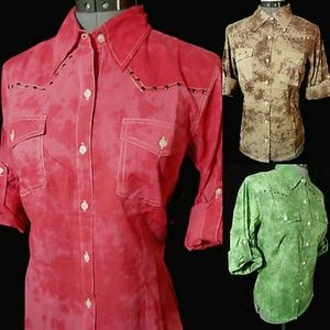 Nwt COTTON DAISY Studded Western Shirt SML Tab slv